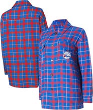 College Concepts Women's College Concepts Royal/Red Philadelphia 76ers Boyfriend Button-Up Nightshirt