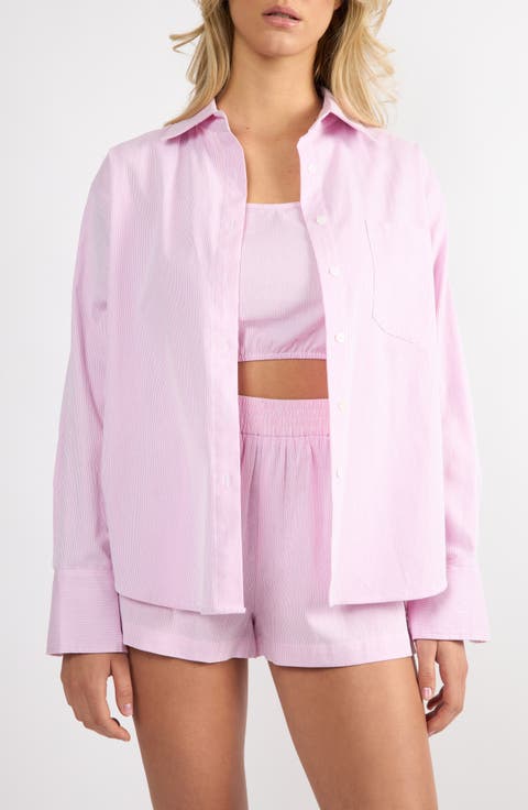 Everyday Oversize Stripe Button-Up Shirt