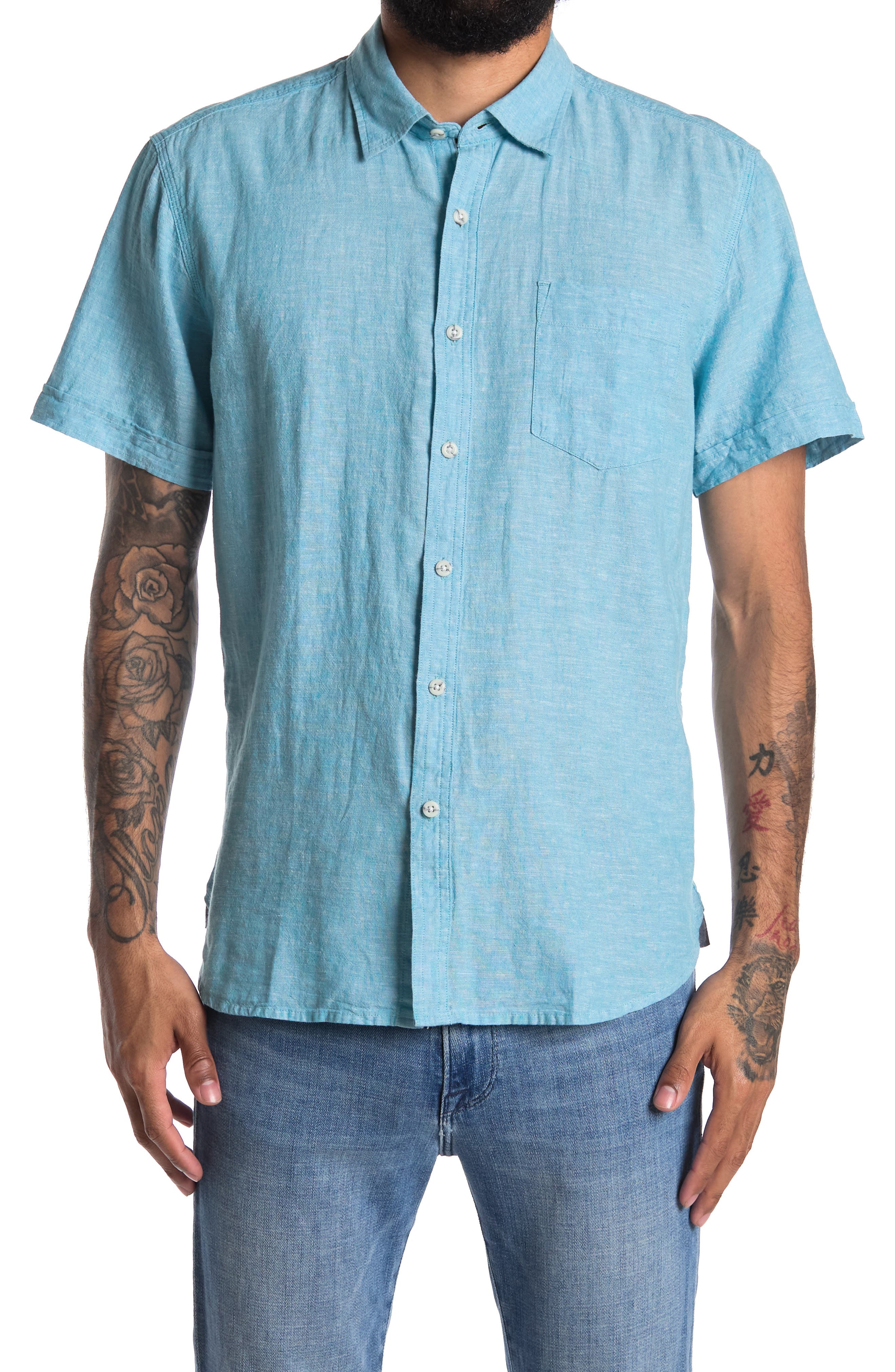 THREAD AND CLOTH Linen Blend Solid Regular Fit Shirt (Men) | Nordstromrack