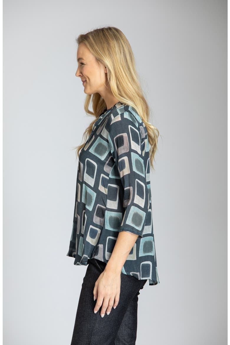 Geometric Split Neck Top, Alternate, color, GREYMULTI
