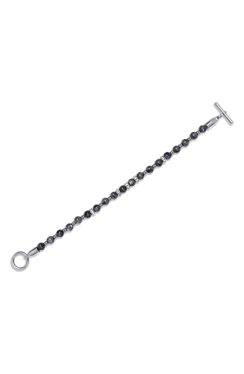 EYE CANDY LOS ANGELES Liam Labradorite Beaded Bracelet, Alternate, color, Silver
