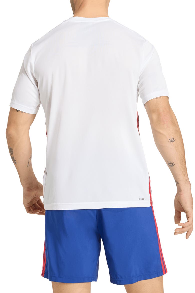 Workout Essentials Climacool 3-Stripes T-Shirt, Alternate, color, WHITE/ BETTER SCARLET