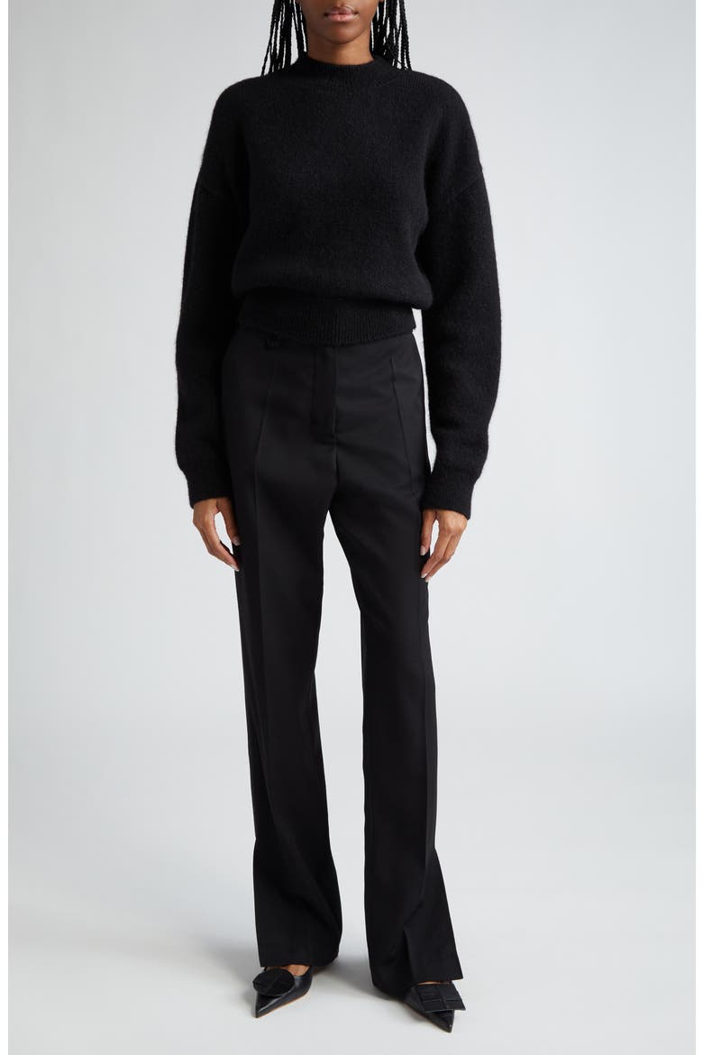 La Maille Logo Jacquard Alpaca & Merino Wool Blend Sweater, Alternate, color, BLACK