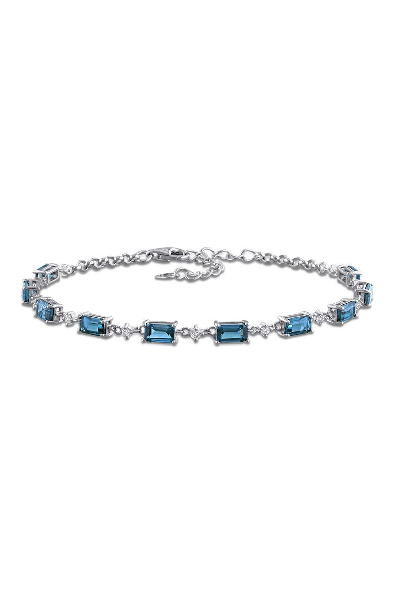 London Blue Topaz & White Topaz Station Bracelet, Main, color, BLUE