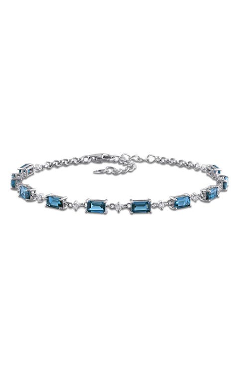 London Blue Topaz & White Topaz Station Bracelet