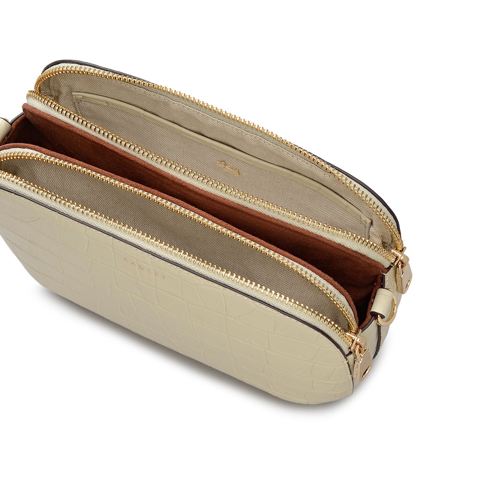 Radley Dukes Place - Faux Croc Medium Ziptop Crossbody Bag, Alternate, color, Snow