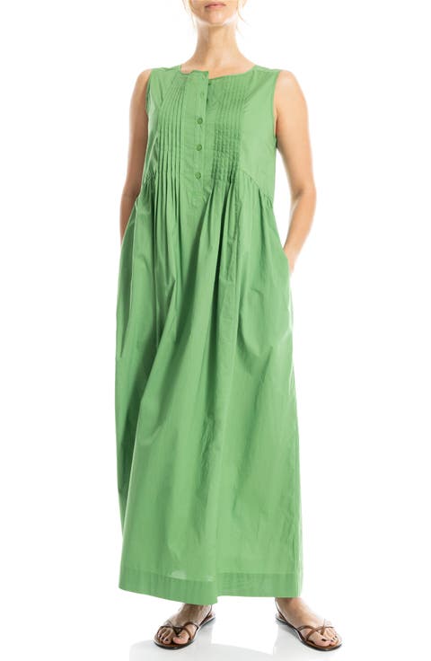 Sleeveless Button Front Maxi Dress