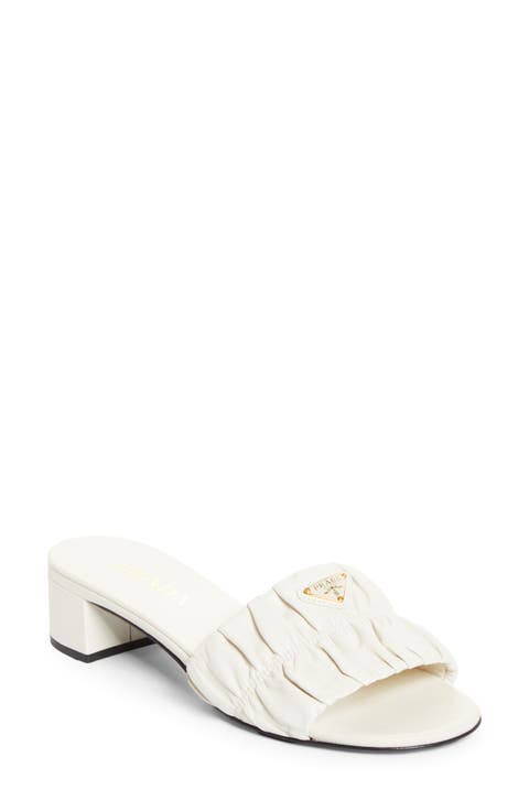 Ruched Logo Sandal (Women)