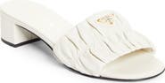 Prada Ruched Logo Sandal