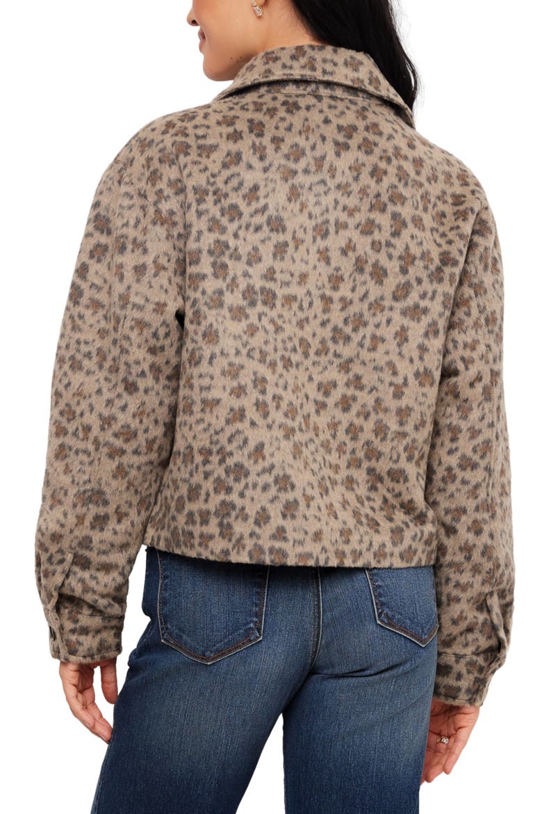 Leopard Print Brushed Faux Fur Shirt Jacket, Alternate, color, LEOPARD