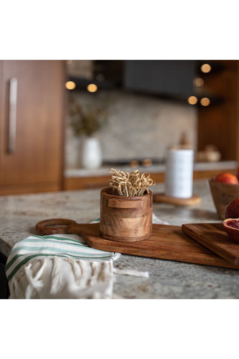 3.25" x 4" Benson Rustic Acacia Wood Small Decorative Pinch Bowl Dish, Alternate, color, Brown