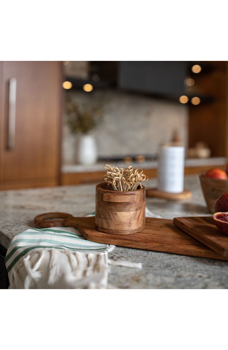 Foreside Home and Garden 3.25" x 4" Benson Rustic Acacia Wood Small Decorative Pinch Bowl Dish, Alternate, color, Brown