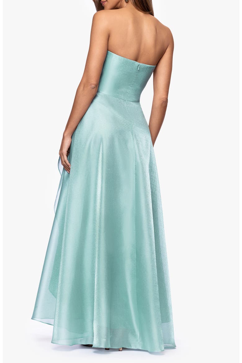 Strapless Ruffle Detail Metallic Organza Gown, Alternate, color, SEAFOAM