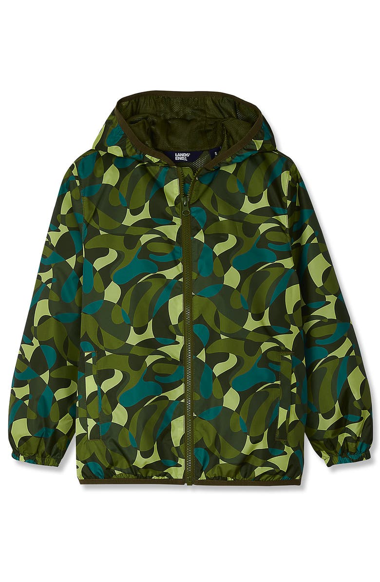 Lands' End Kids Waterproof Rain Jacket, Main, color, Pesto Camo