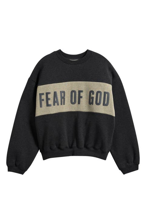 Kids' Logo Panel Relax Fit Crop Sweatshirt
