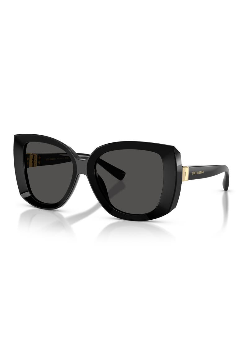 56mm Square Sunglasses, Alternate, color, BLACK / DARK GREY
