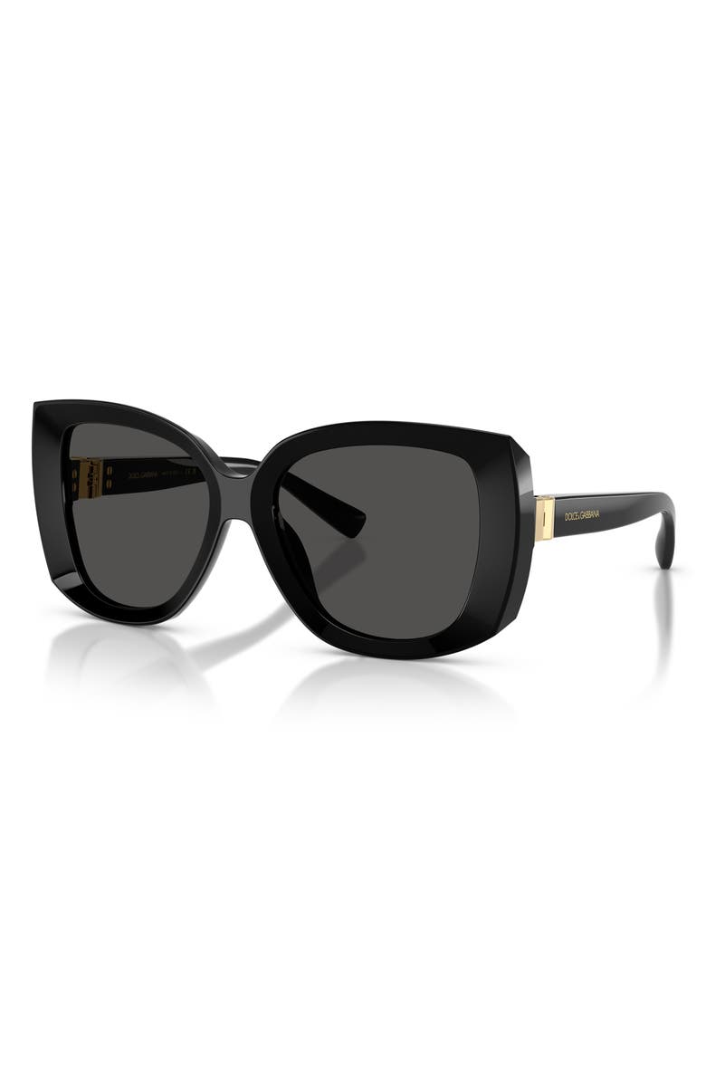 Dolce&Gabbana 56mm Square Sunglasses, Alternate, color, Black / Dark Grey