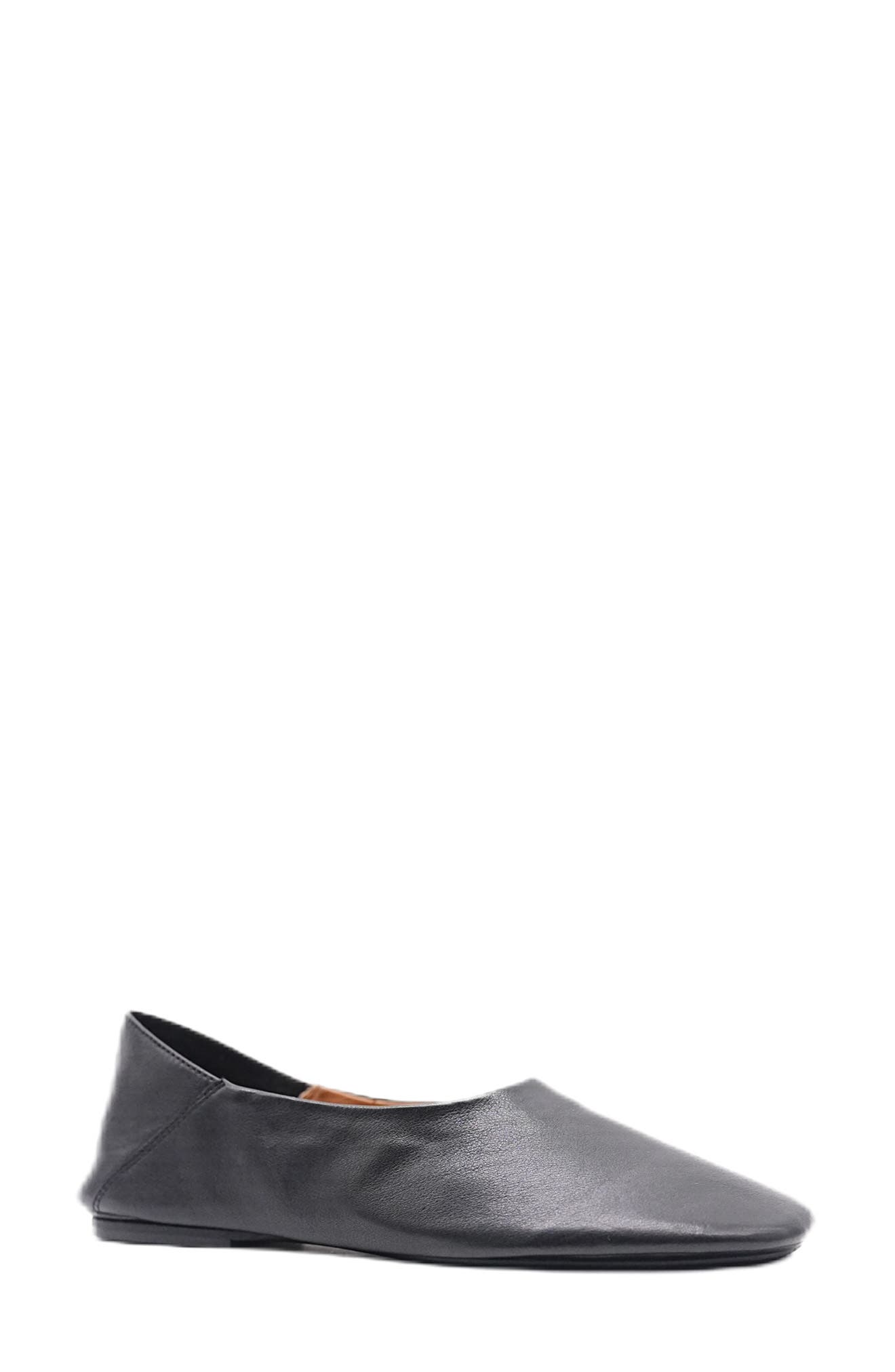Indie Skimmer Flat, Main, color, BLACK LEATHER