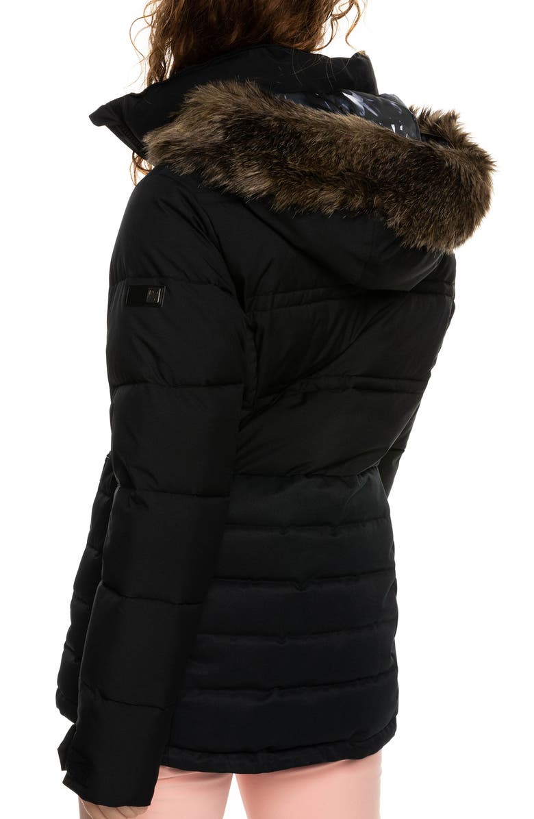 Roxy Quinn Insulated Snow Puffer Coat with Removable Faux Fur Trim, Alternate, color,