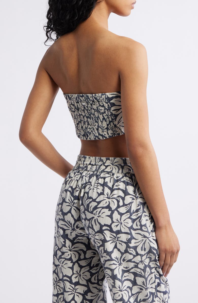 Rip Curl Las Dalias Cotton & Linen Strapless Top, Alternate, color, Navy