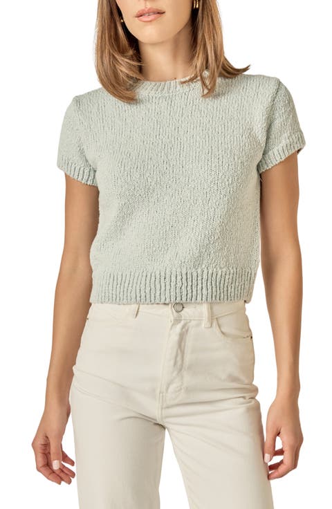 Rib Trim Short Sleeve Knit Top