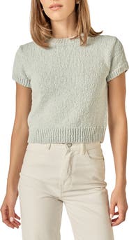English Factory Rib Trim Short Sleeve Knit Top