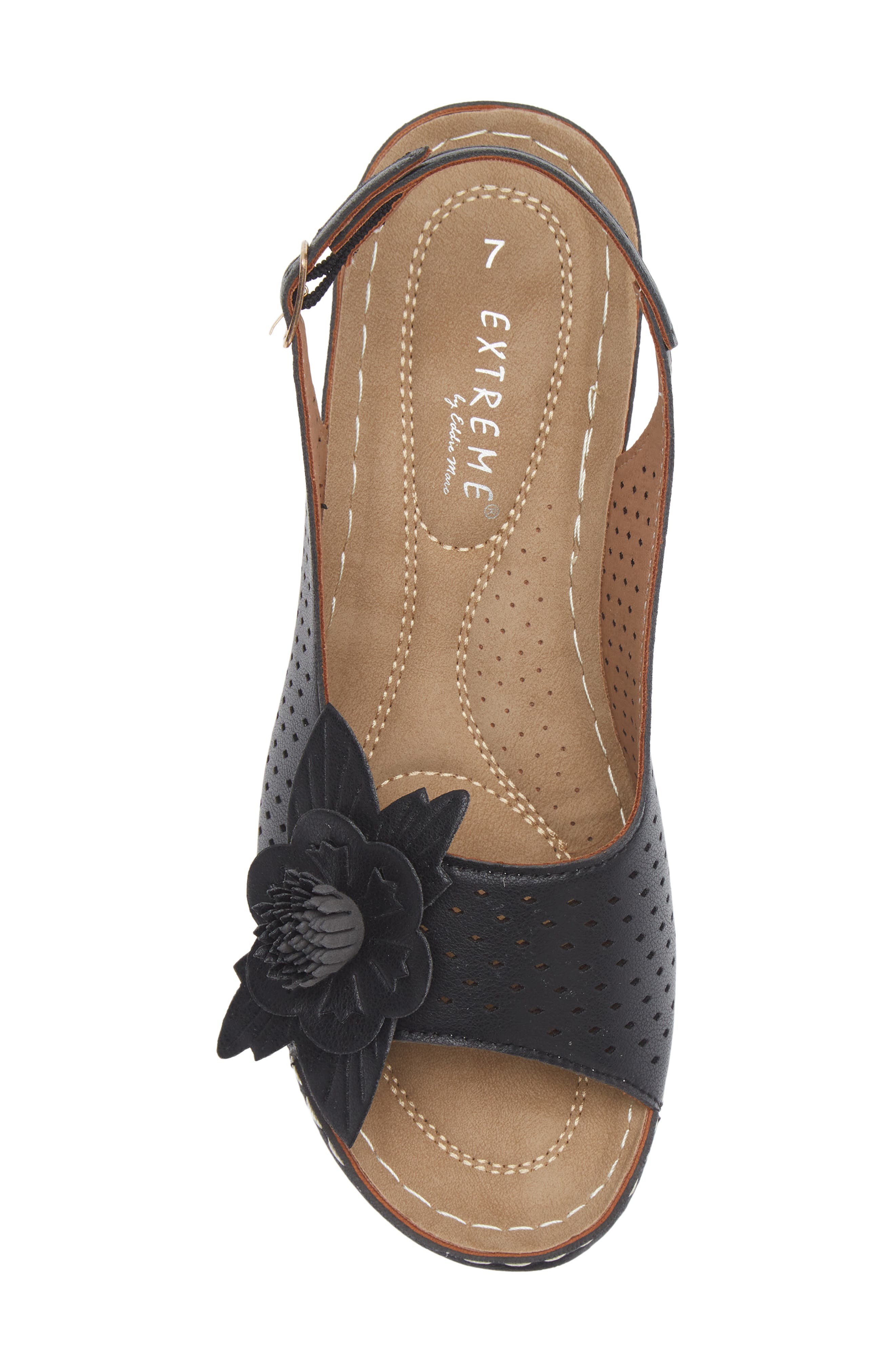EXTREME BY EDDIE MARC Bethea Floral Appliqué Slingback Sandal, Alternate, color, Black