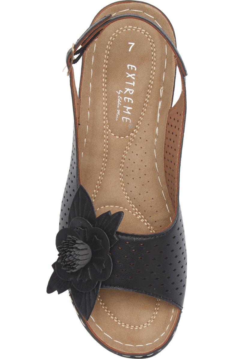 EXTREME BY EDDIE MARC Bethea Floral Appliqué Slingback Sandal, Alternate, color, Black