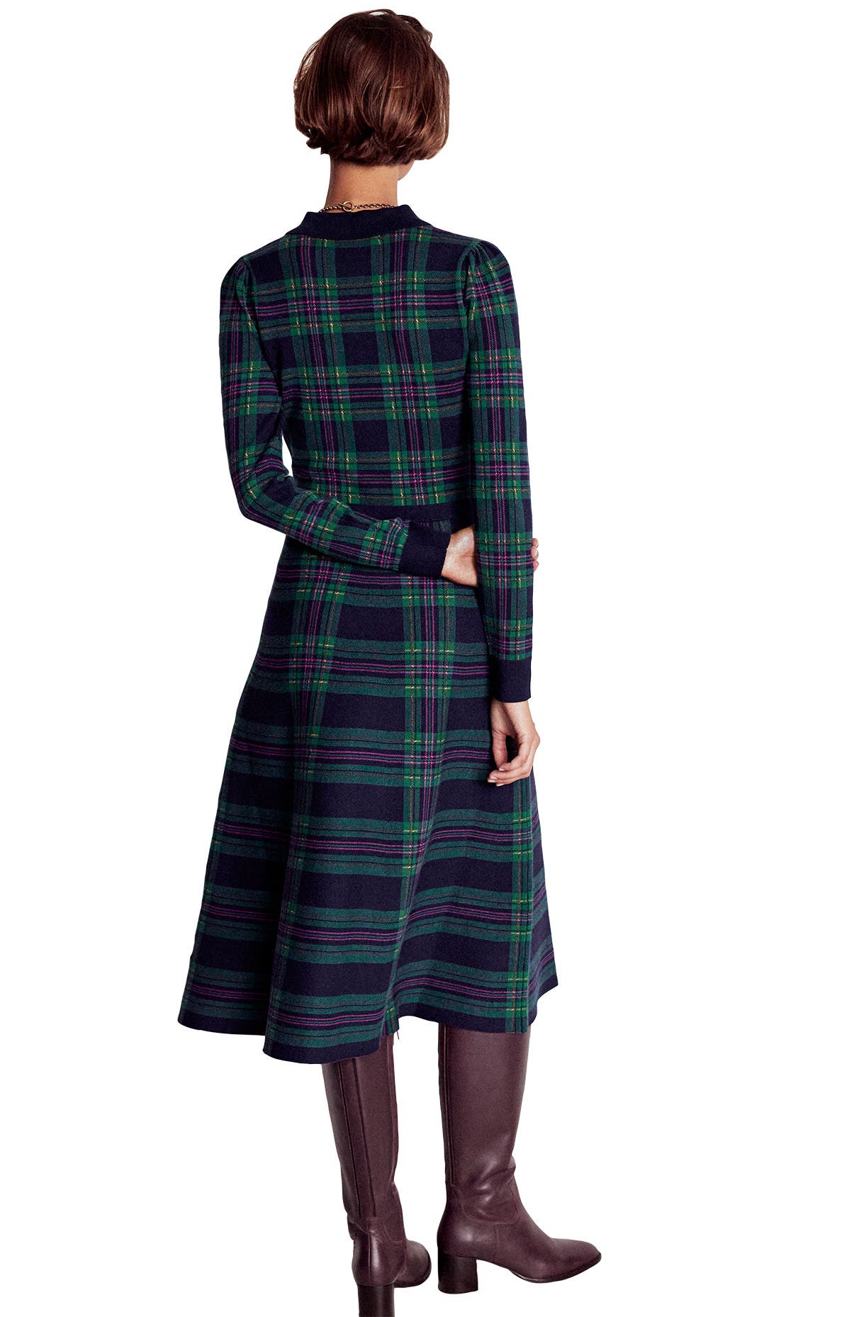 fiona zip front knitted dress Boden Long Sleeve Knit (Women) colourway-wheatley
