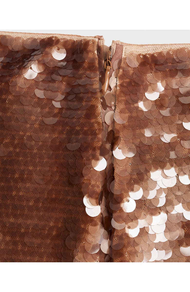 MANGO Sequin Midi Skirt, Alternate, color, Brown