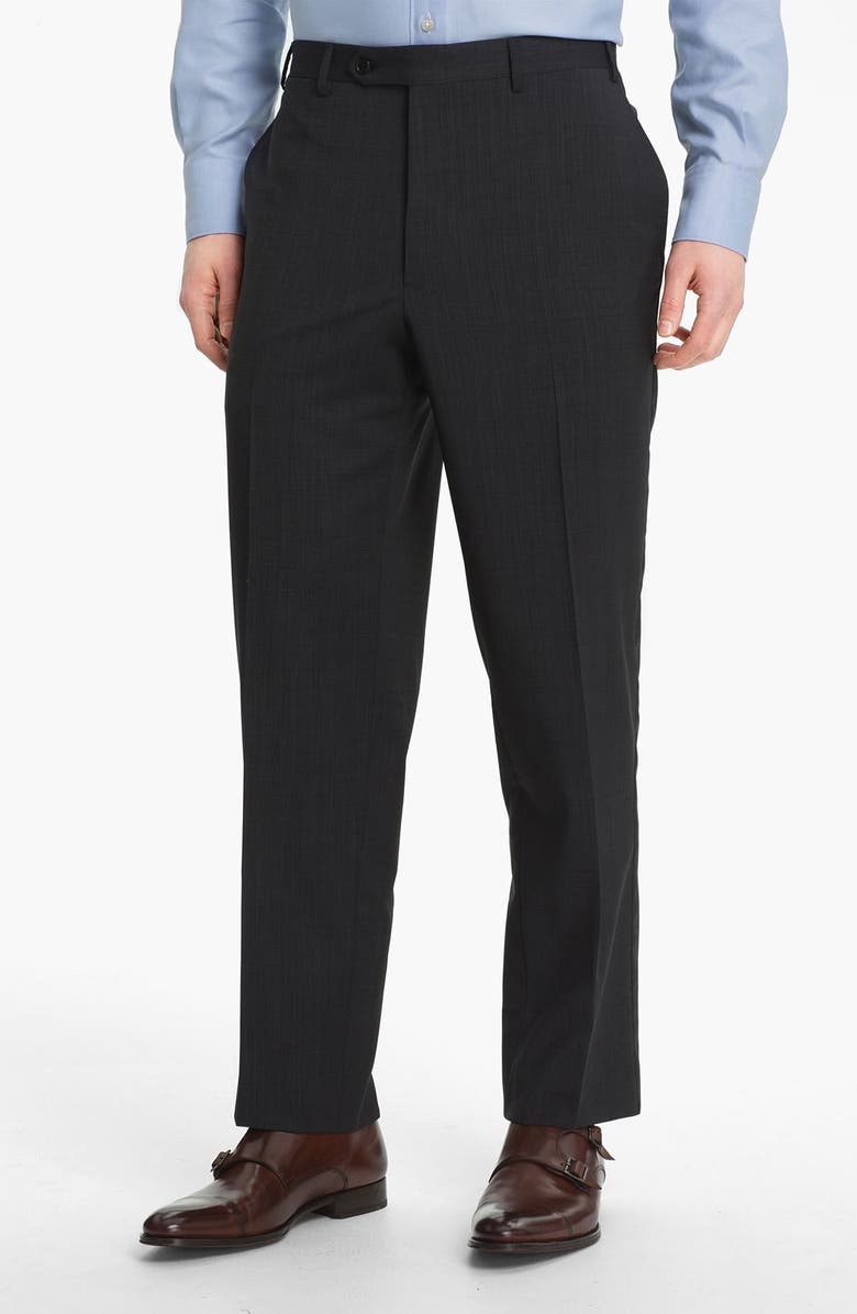 Canali Flat Front Classic Fit Wool Dress Pants, Main, color,