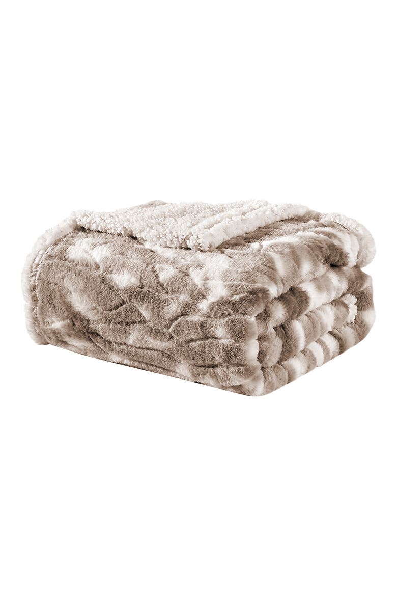 Alaska Faux Fur Blanket, Main, color, TAUPE
