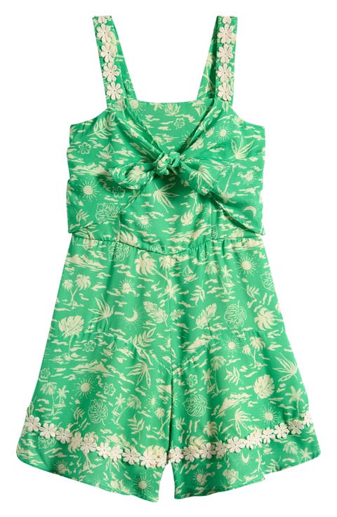 Kids' Knot Front Ruffle Romper