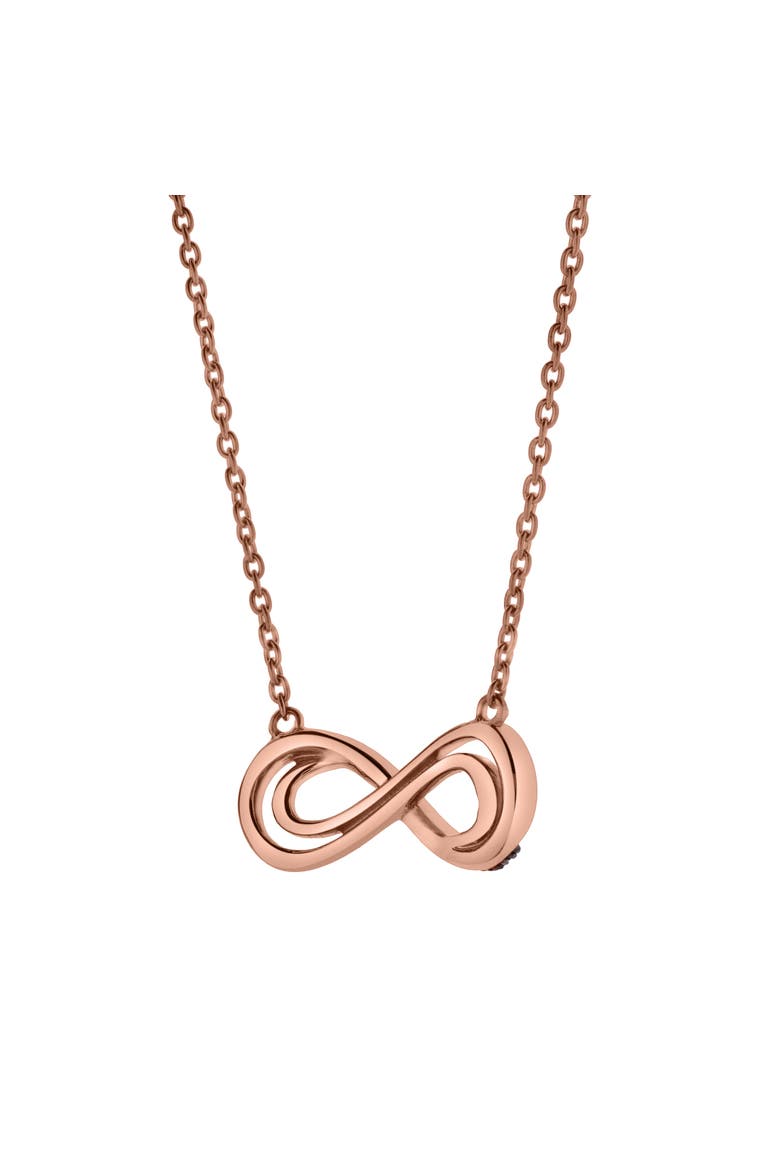 Calyra Sterling Silver 0.08 Ct Diamond Infinity Necklace, Alternate, color, Pink Rhodium Sterling Silver