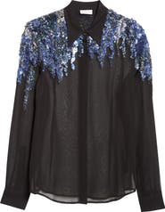 Dries Van Noten Chowy Sequin Embellished Sheer Chiffon Button-Up Shirt