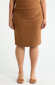 Renee C Faux Suede Pencil Skirt