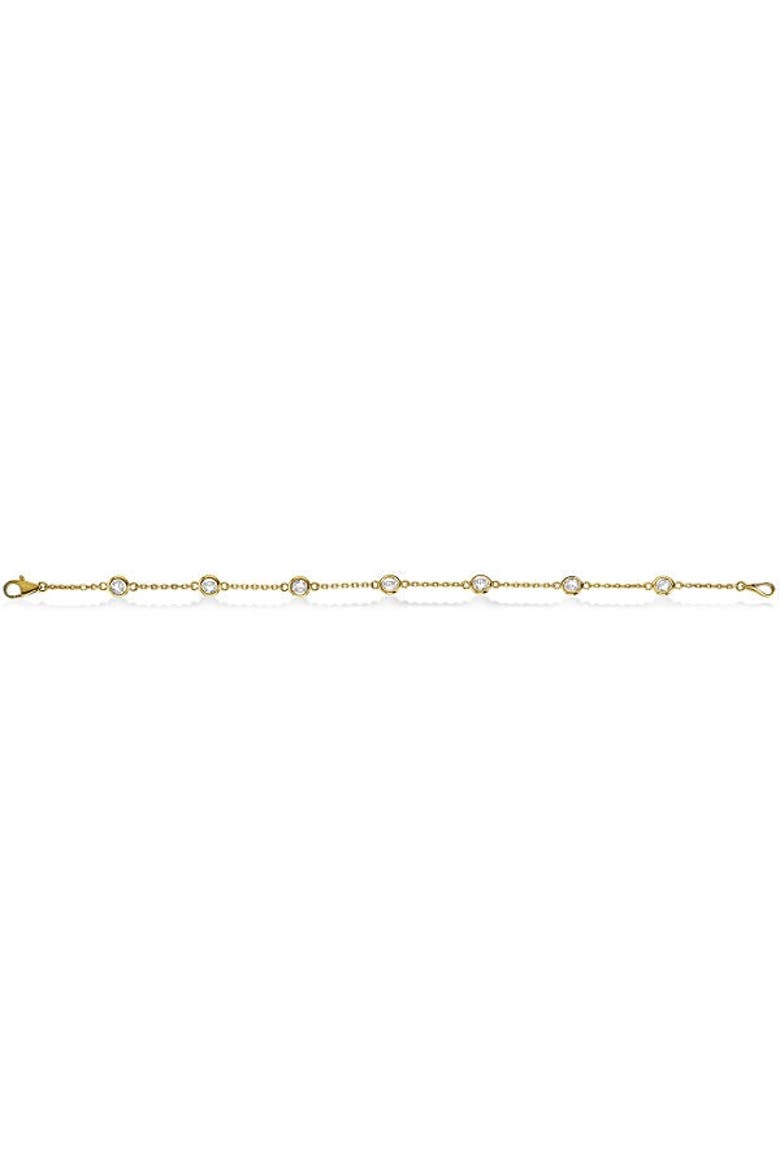 Diamond Anklet Bracelet Bezel Set 14K, Alternate, color, 0.50ct,Yellow Gold