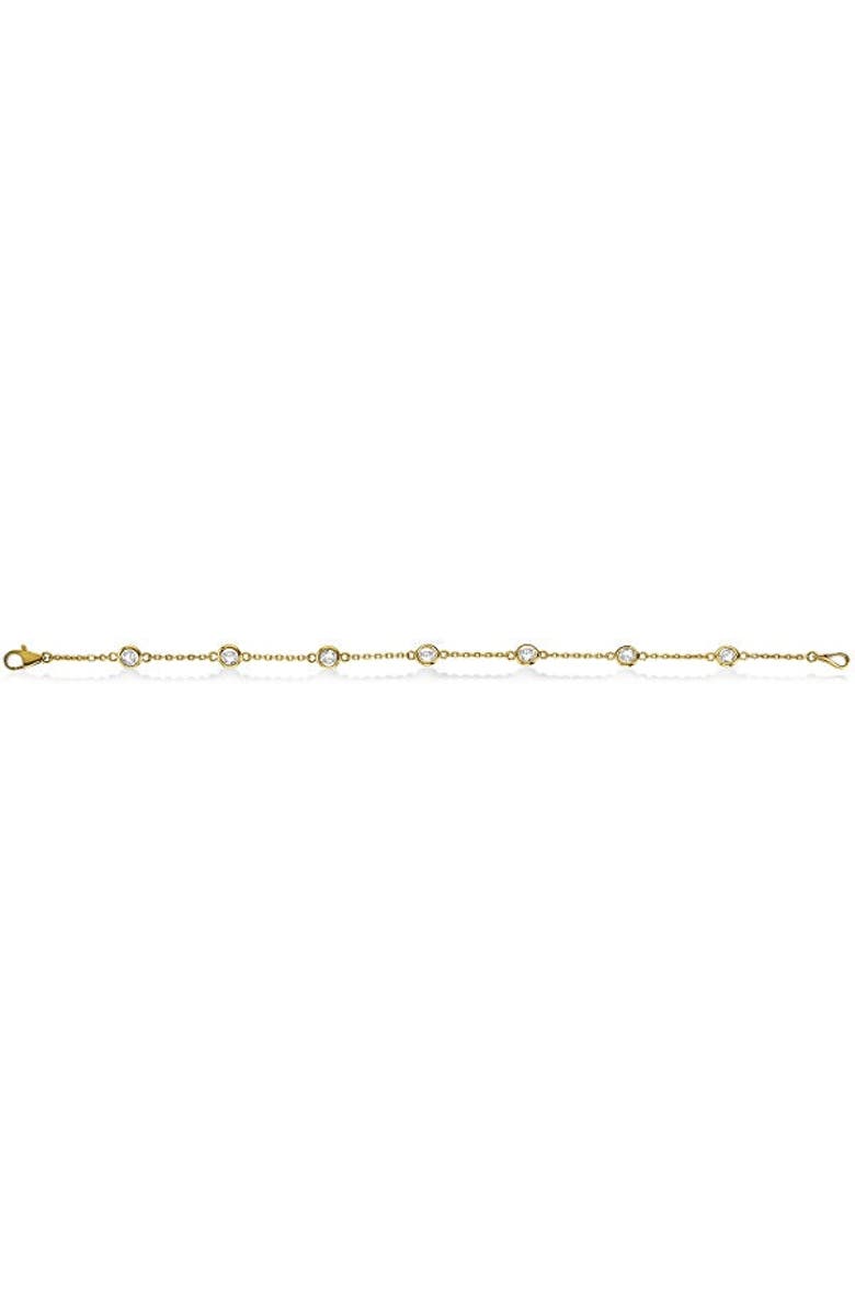 ALLUREZ Lab Diamond Anklet Bracelet Bezel Set 14K, Alternate, color, 1.0Ct,Yellow Gold