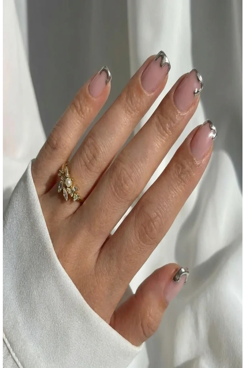 Chrome Edge Square Press-On Nails, Alternate, color, Chrome Edge