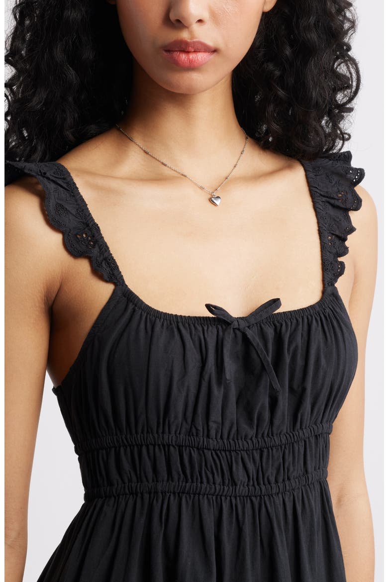 Smocked Cotton Sundress, Alternate, color, BLACK