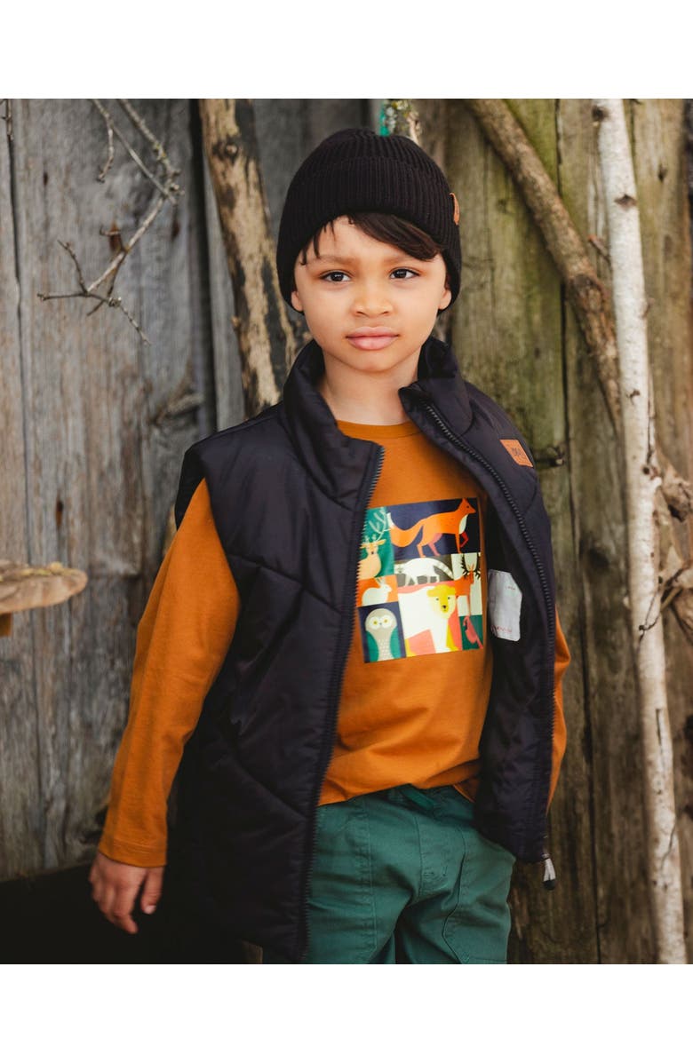 Deux par Deux Quilted Mid-Season Sleeveless Vest, Main, color, Black