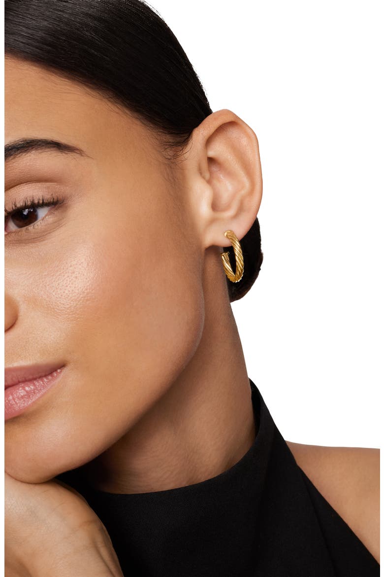 Small Cablespira Hoop Earrings in 18K Yellow Gold, Alternate, color, GOLD
