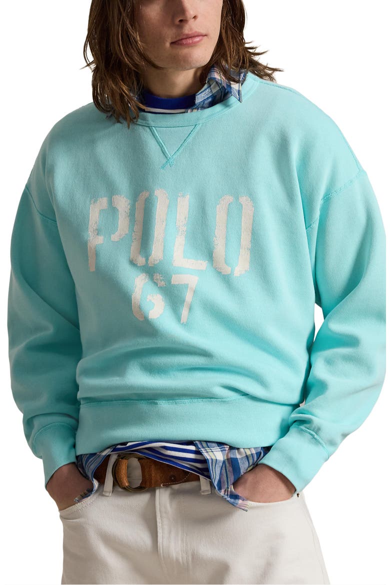 Vintage Fit Fleece Crewneck Sweatshirt, Main, color, SOFT AQUA