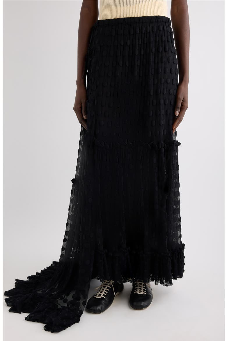 Sunia Washed Silk Mousseline Asymmetric Maxi Skirt, Main, color, BLACK
