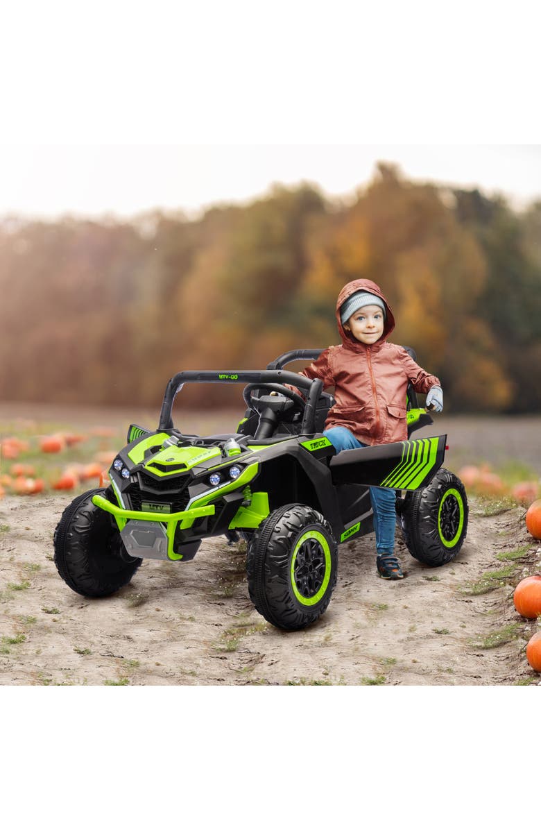 Qaba 24V 2-Seater Kids UTV Ride on Car with Shock Absorbers, Alternate, color, Green