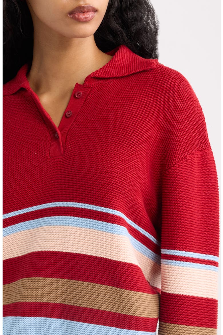 The Cleo Striped Cotton Sweater, Alternate, color, CRANBERRY MULTI