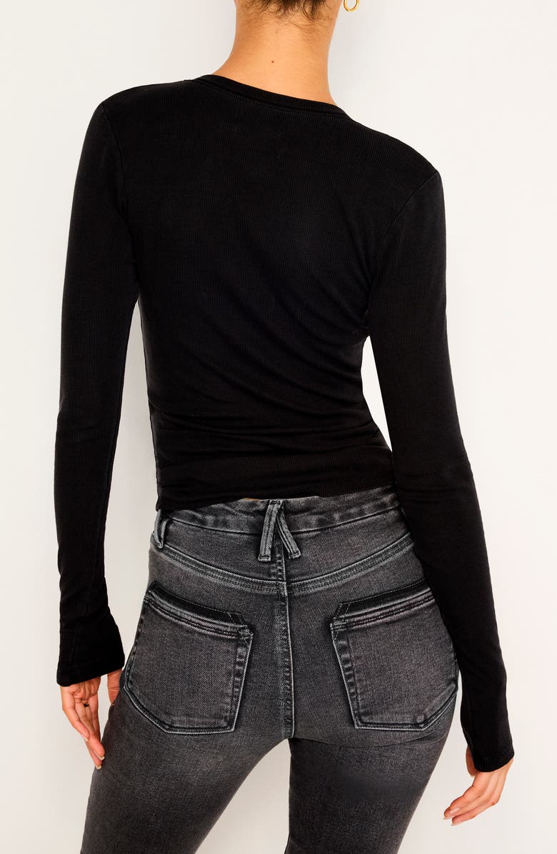 Good American Jeanius Fitted Henley, Alternate, color, Black001