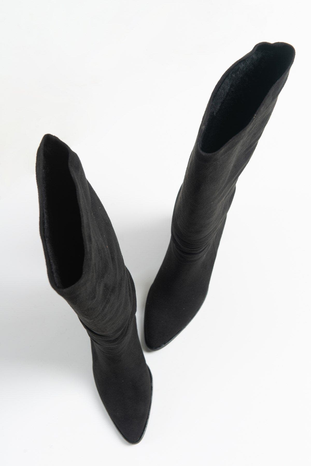 Vianella Block Heel Knee High Boot, Alternate, color, Black Suede Faux Leather