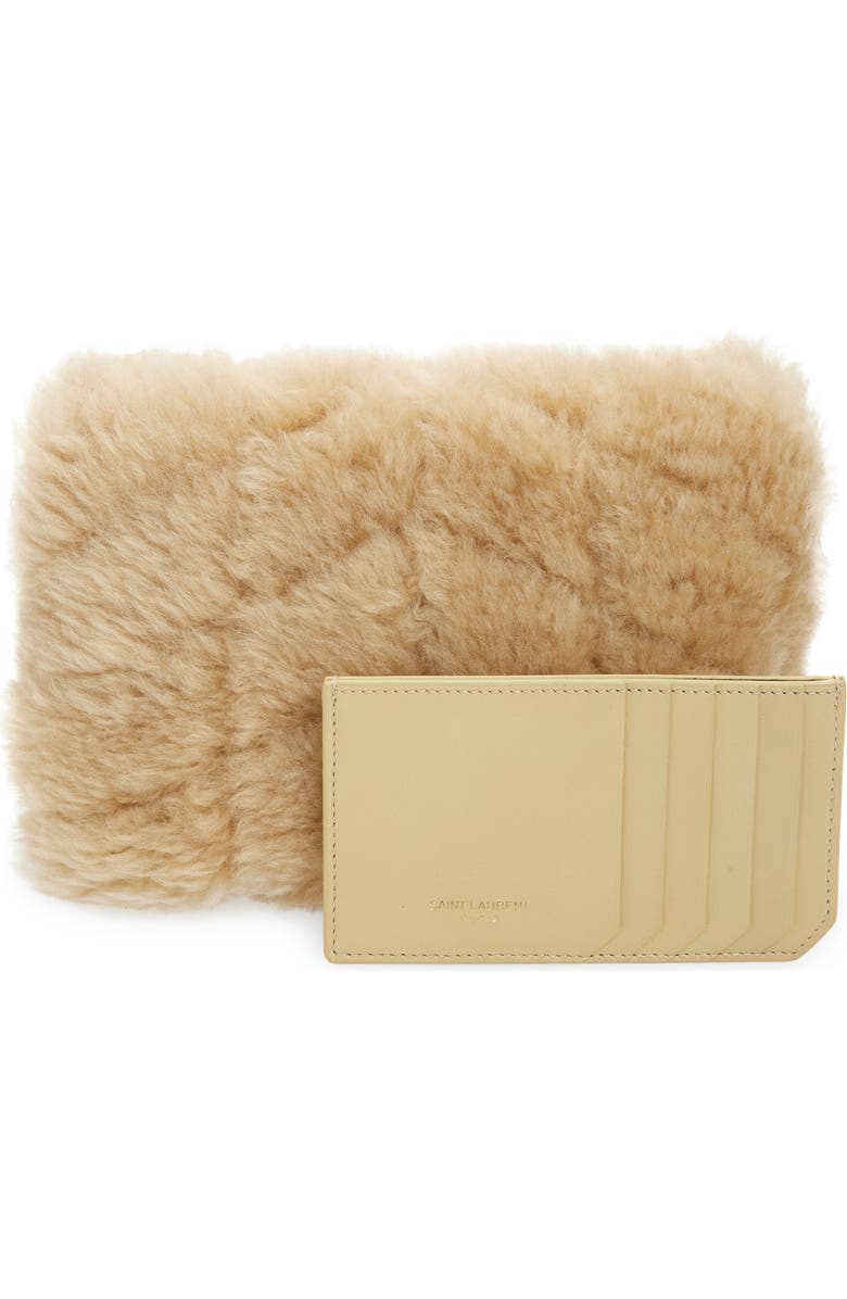 Saint Laurent Small Lou Puffer Genuine Shearling Pouch, Alternate, color,
