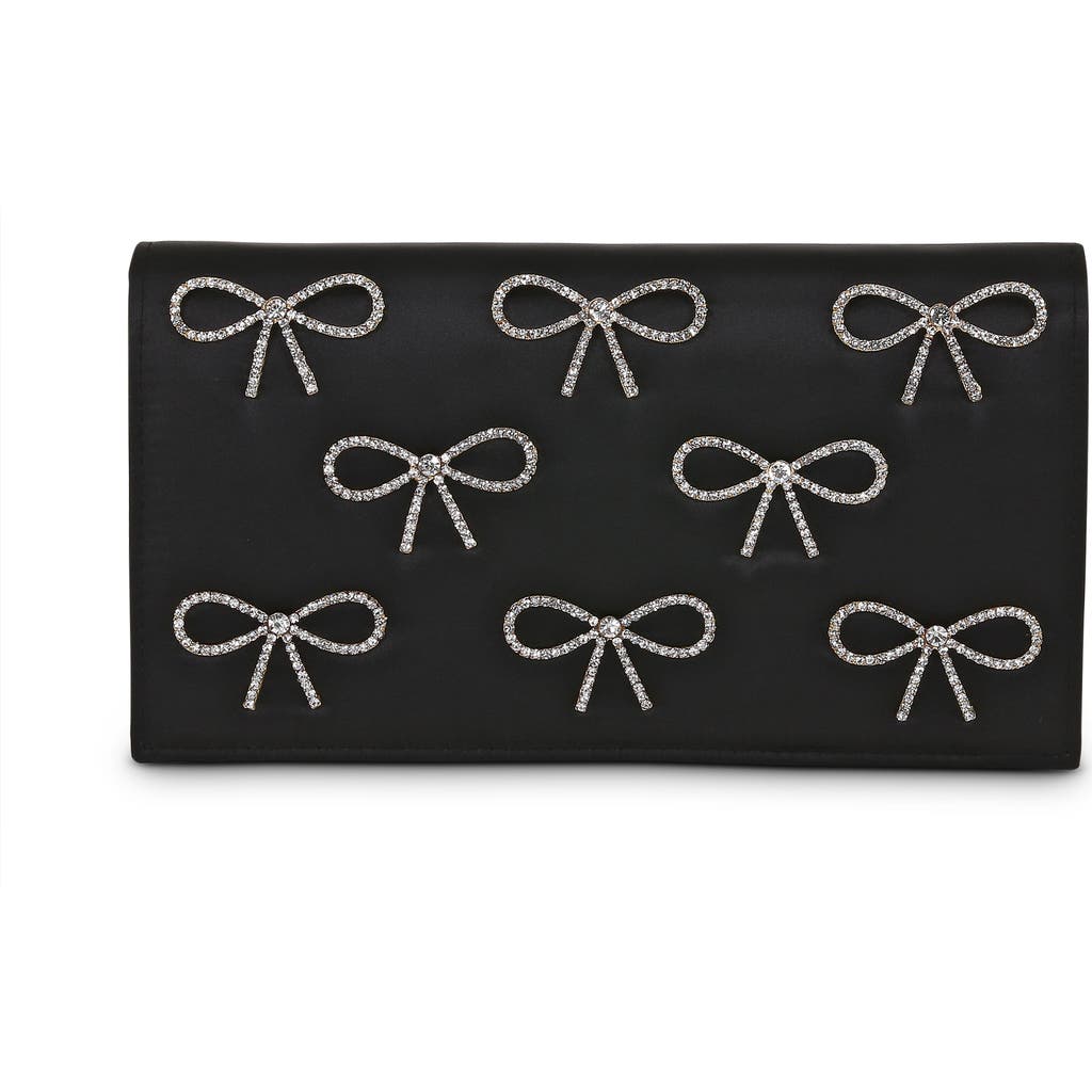 Jewel Badgley Mischka Julia Crystal Bow Flap Clutch In Black